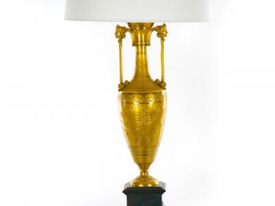 Black Marble Gilt Bronze Single Library Table Lamp By Barbedienne Foundry