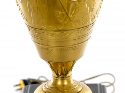 Black Marble Gilt Bronze Single Library Table Lamp By Barbedienne Foundry