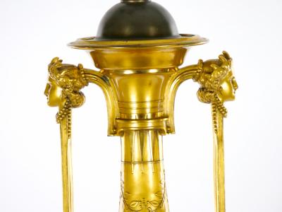 Black Marble Gilt Bronze Single Library Table Lamp By Barbedienne Foundry