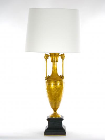 Black Marble Gilt Bronze Single Library Table Lamp By Barbedienne Foundry