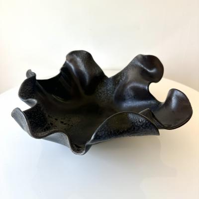 Black Multi glaze Freeform Decorative Bowl by Aram C 