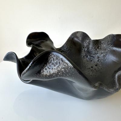 Black Multi glaze Freeform Decorative Bowl by Aram C 