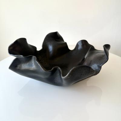 Black Multi glaze Freeform Decorative Bowl by Aram C 