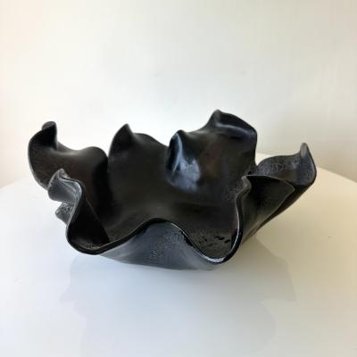 Black Multi glaze Freeform Decorative Bowl by Aram C 