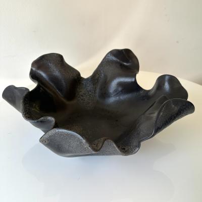 Black Multi glaze Freeform Decorative Bowl by Aram C 