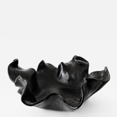 Black Multi glaze Freeform Decorative Bowl by Aram C 