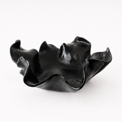 Black Multi glaze Freeform Decorative Bowl by Aram C 