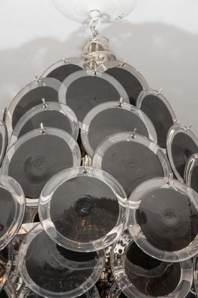 Black Murano Glass Disc Chandelier in Double Cone Shape