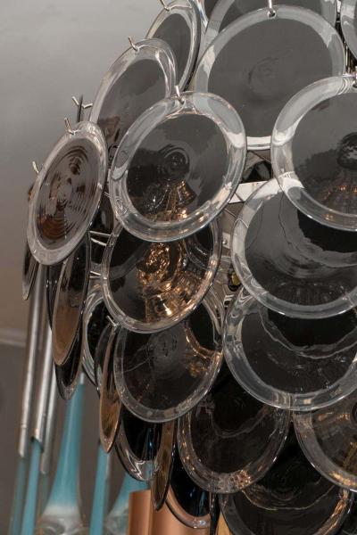 Black Murano Glass Disc Chandelier in Double Cone Shape