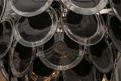Black Murano Glass Disc Chandelier in Double Cone Shape