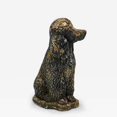 Black Painted Concrete Dog Poodle Garden Ornament France 20th Century