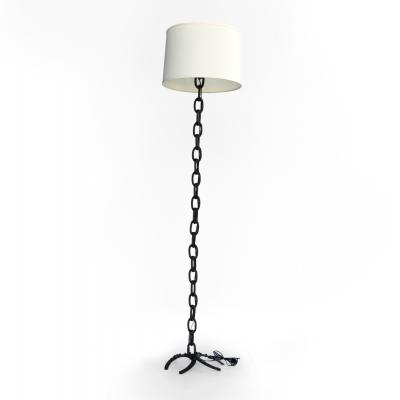 Black Painted Iron Chain Link Floor Lamp On Horseshoe Base French Circa 1900