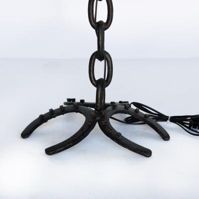 Black Painted Iron Chain Link Floor Lamp On Horseshoe Base French Circa 1900