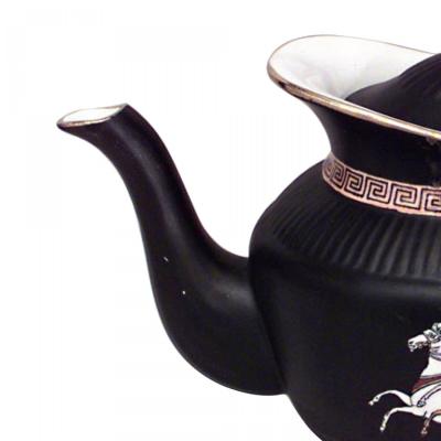 Black Porcelain Teapot with Grecian Design