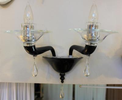 Black Scarlatti Sconce by Venini of Murano