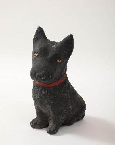 Black Scottie Dog Garden Ornament Reconstituted Stone English Mid 20th C