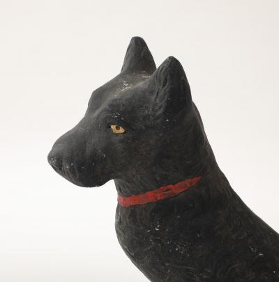 Black Scottie Dog Garden Ornament Reconstituted Stone English Mid 20th C