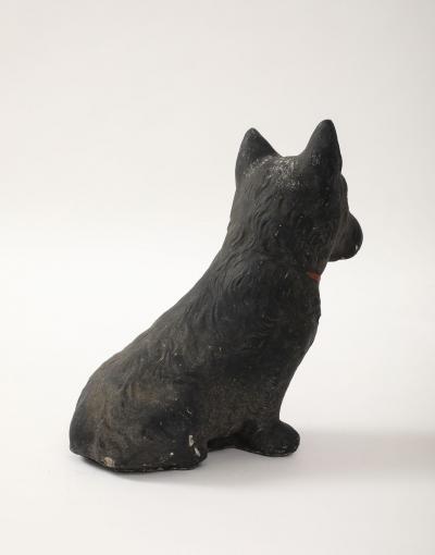 Black Scottie Dog Garden Ornament Reconstituted Stone English Mid 20th C