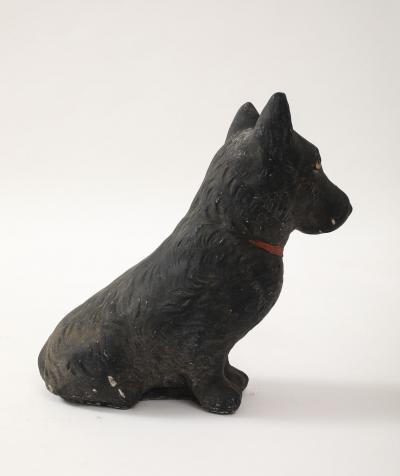 Black Scottie Dog Garden Ornament Reconstituted Stone English Mid 20th C