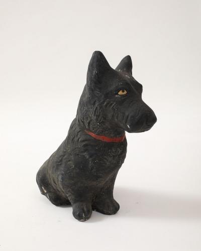 Black Scottie Dog Garden Ornament Reconstituted Stone English Mid 20th C