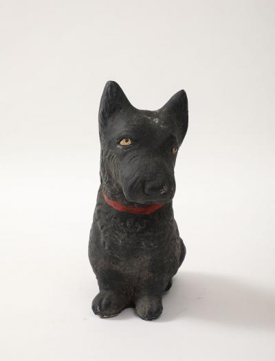 Black Scottie Dog Garden Ornament Reconstituted Stone English Mid 20th C
