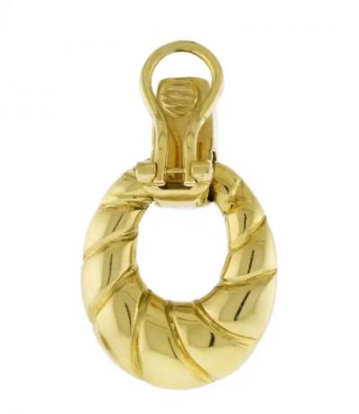 Black Starr Frost 18K Yellow Gold and Diamond Doorknocker Earrings