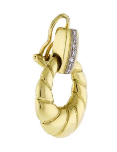 Black Starr Frost 18K Yellow Gold and Diamond Doorknocker Earrings