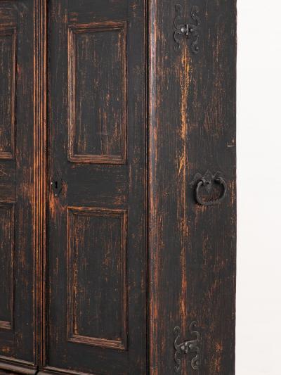 Black Swedish Cupboard or Kitchen Cabinet Sweden Late 18th C 