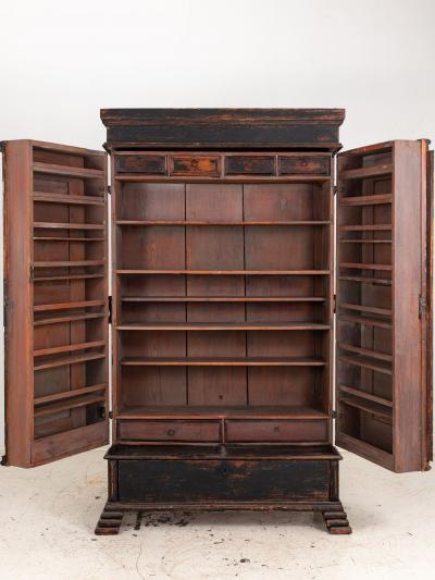 Black Swedish Cupboard or Kitchen Cabinet Sweden Late 18th C 
