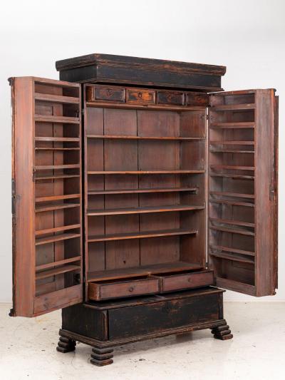 Black Swedish Cupboard or Kitchen Cabinet Sweden Late 18th C 