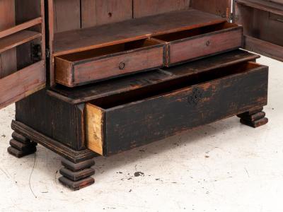 Black Swedish Cupboard or Kitchen Cabinet Sweden Late 18th C 