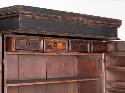 Black Swedish Cupboard or Kitchen Cabinet Sweden Late 18th C 