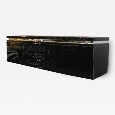 Black Wall Mount Mirrored Credenza