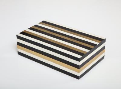 Black White Brass Stripe Box