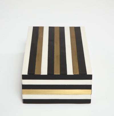 Black White Brass Stripe Box