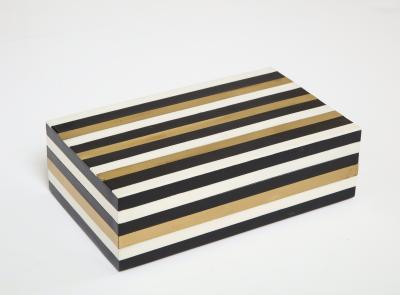 Black White Brass Stripe Box