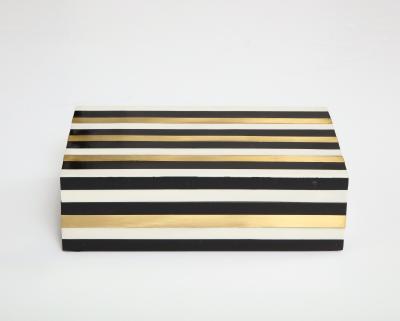 Black White Brass Stripe Box