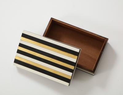 Black White Brass Stripe Box