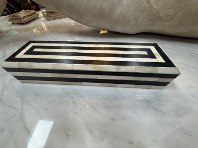 Black and Ivory Striped Bone Inlay Box Italy