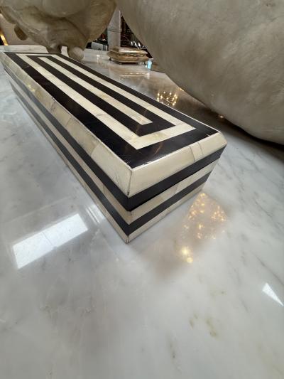 Black and Ivory Striped Bone Inlay Box Italy