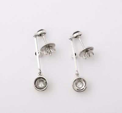 Black and White Enamel Pendant Diamond and Platinum Earrings