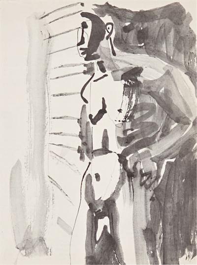 Black and White Graphic of David Park Painting of a Man