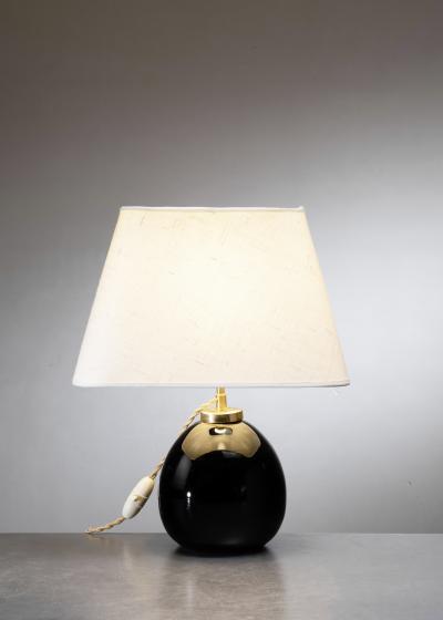 Black glass globe table lamp