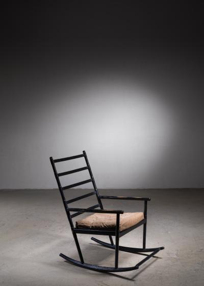 Black lacquered wood rocking chair Denmark