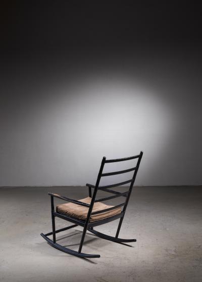 Black lacquered wood rocking chair Denmark