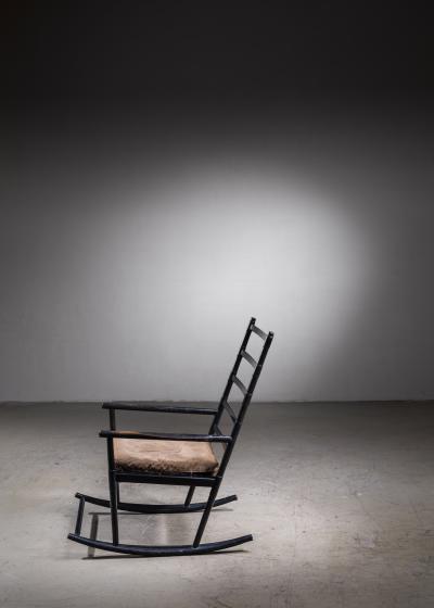 Black lacquered wood rocking chair Denmark