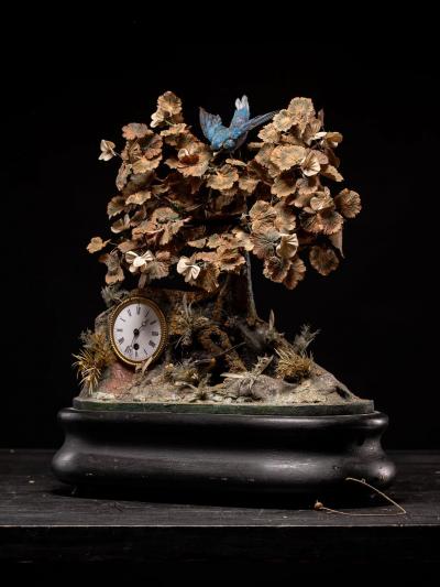 Blaise Bontems Musical Automaton Singing birds and Clock under glass dome