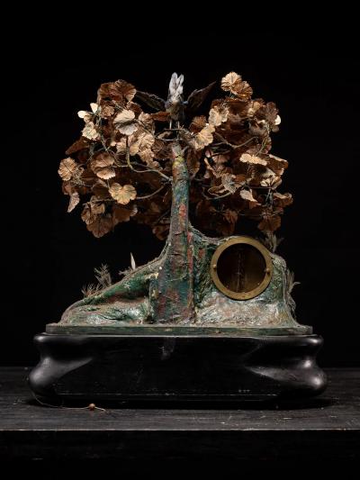 Blaise Bontems Musical Automaton Singing birds and Clock under glass dome