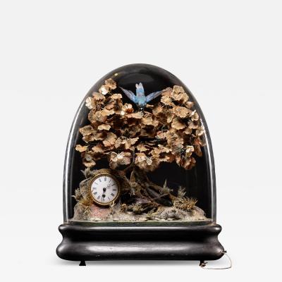 Blaise Bontems Musical Automaton Singing birds and Clock under glass dome