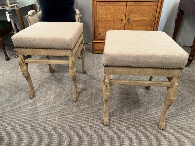 Bleached Wood Hoof Foot Ottomans